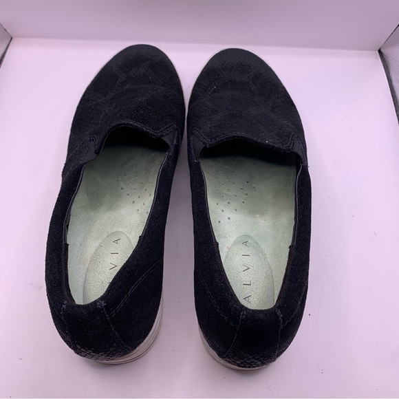 SALVIA black fabric platform loafers KERN COW SUEDE snake print size EU 40 US 9 - Picture 8 of 11